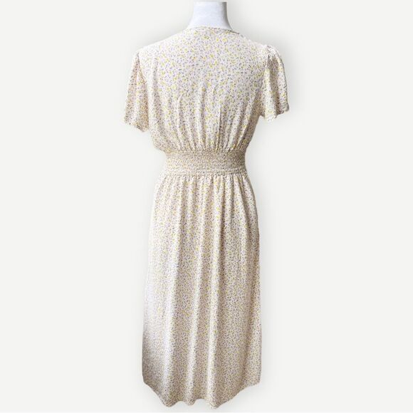 Cotton On Short Sleeve Floral V-Neck Flutter Sleeve Lined A-Line Midi Dress. XS. - Picture 5 of 12